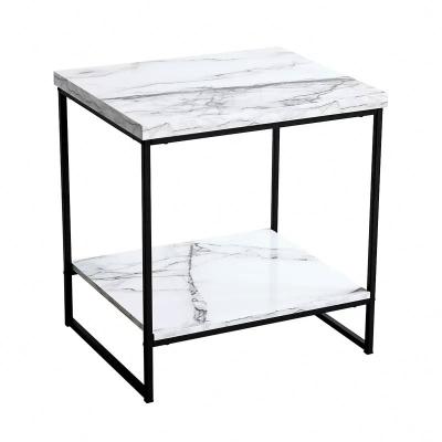 China Side Table (of printing the other) 2-Tier End of Modern Coffee Table Adjustable White Marble Marble Table for sale