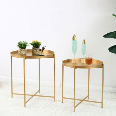 China (Other) Decor Sofa Side Table Small Metal Adjustable Luxury Coffee Table for sale