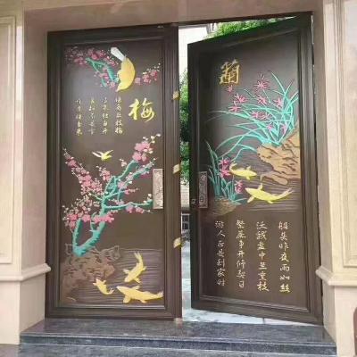 China European-style Villa garden yard entrance door Size custom sliding metal main door Aluminum door custom design for sale