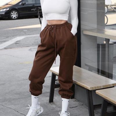 China Women's Breathable Fashion Solid Color Trousers Casual Jogging Long Pants For Women Sports Lace Up Pants for sale