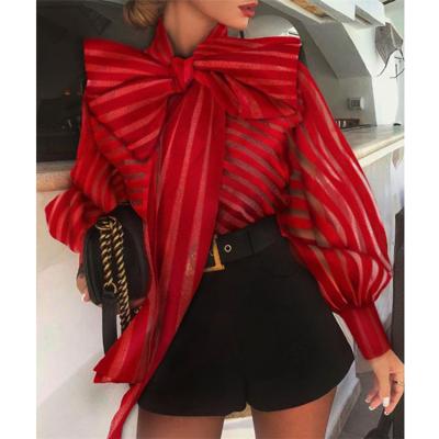 China Breathable Lantern Long Sleeve Tops Elegant Office Ladies Women's Blouses And Shirts Blouses for sale