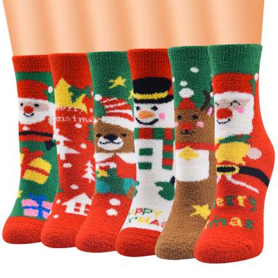 China Christmas Women's Breathable Socks Ladies Santa Claus Wholesale Coral Fleece Christmas Socks for sale