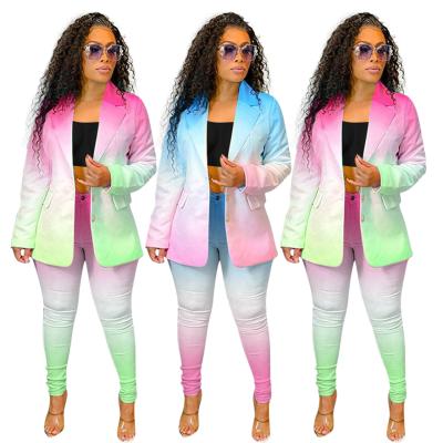 China Hot Selling Breathable Women Setting Printing Gradient Womens Suits For Ladies Women Lounge Wear Sets for sale