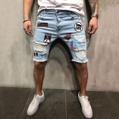 China Pencil Pants New Men's Ripped Patchwork Men's Jeans Embroidered Short Jeans for sale