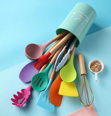 China Sustainable 10pcs/set Kitchen Utensil Set Silicone Cooking Kitchen Accessories Utensil Set for sale