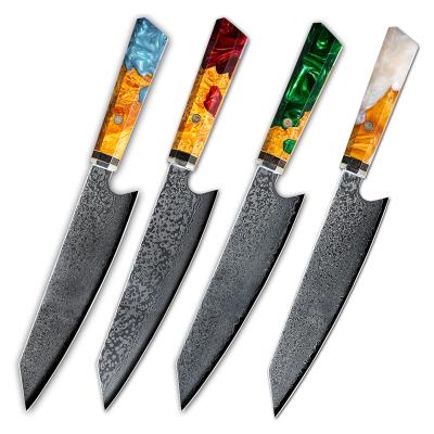 China Amazon Viable Hot Seller - Real Damascus Chef's Knife For Kitchen Ultra-Sharp Top Quality Performance With Resin Handle for sale