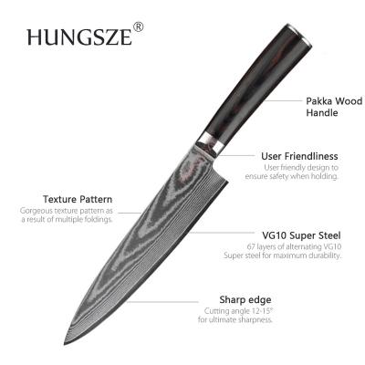 China Sustainable Good Quality Razor Chef Knife vg10 8inch Damascus Blade White Sharp Kitchen Knives for sale