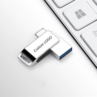 China Portable Wholesale Type-c Gift OTG 3.0 USB Dual Connector Metal Rtary Flash Drive for sale