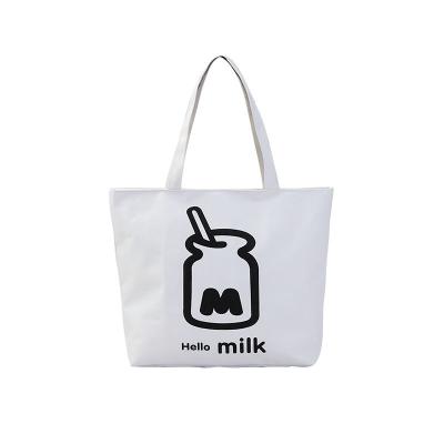 China Customizable Eco-friendly LOGO Style Shopping Tote Canvas Bag With Zipper for sale