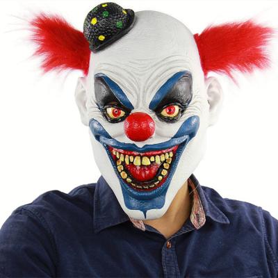 China Horror Crazy Red Headgear Latex Nose Mask Big Mouth Festival Celebration Clown Facemask Red Hair for sale