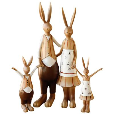 China New Gift Four Movable Home Decoration Vintage Color Rabbit Doll Artistic Home Warm Family for sale