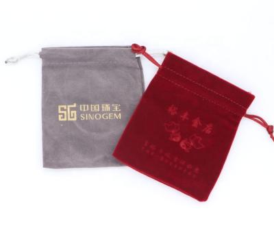 China Recyclable Velvet Drawstring Jewelry Pouch Eyeshadow Cake Gift Bag With Custom Logo for sale