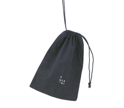 China Recyclable Custom Black Logo 17x23cm Drawstring Pouches For Games Twill Cotton Gift Bags for sale