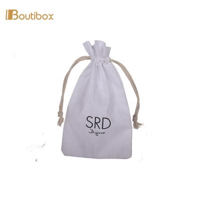 China Gift BB-V25 100%white cotton drawstring pouch bag with logo for jewelry for sale