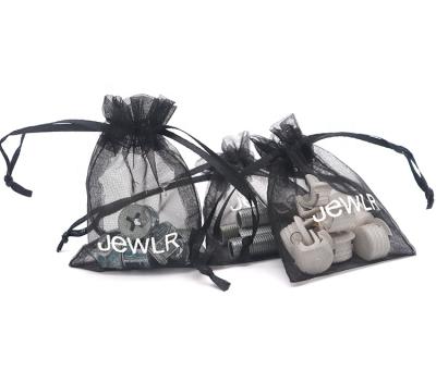 China Wedding 100 Inch Black Organza Bag 4*6 Favor Package , Chic Drawstring Gift Beauty Bags For Jewelry for sale