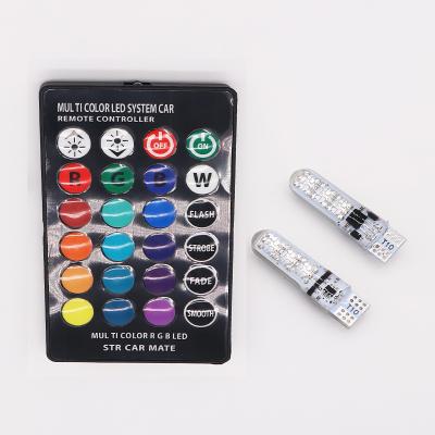 China T10 5050 6SMD RGB UNJOYLIOD T10 RGB 5050 6SMD LED Light Wedge Bulb Remote Interior and Exterior Car Interior Lighting for sale