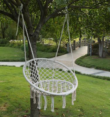 China Contemporary Indoor Outdoor Cotton Rope Swing Chair Round Shape Garden Hammock Hanging Swing Chair for sale