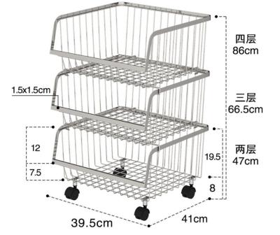 China A cremalheira de aço do rolamento empilhável com rodas, Metal prateleiras de aço inoxidável do armazenamento da cozinha à venda