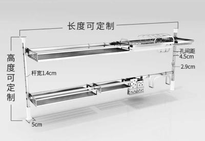 China Cremalheira de aço inoxidável da cozinha do organizador do armazenamento de 2 séries na bancada à venda