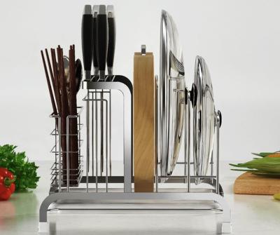 China Polished Stainless Steel Stand For Kitchen , Grooves Support Metal Kitchen Shelves for sale