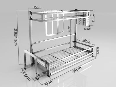 China Large Capacity Silver Wall Mounted Dish Drying Rack With Cutlery Holder for sale