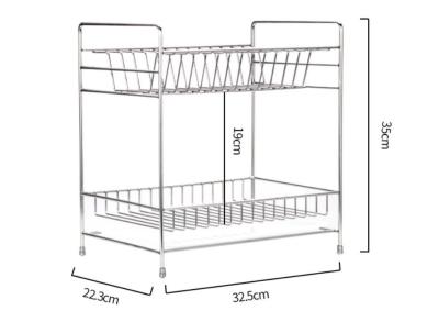 China Double Tier Kitchen Dish Drying Shelf With Cutlery Holder And Chopstick Holder for sale