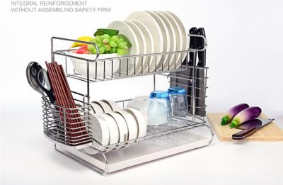 China 2 Tier Easy Install Kitchen Dish Drying Shelf With Removable Drain Board for sale