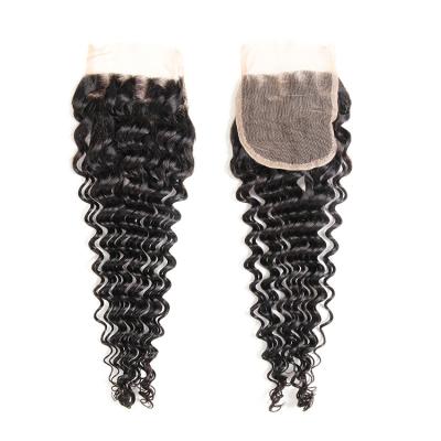 China 12 Months Fast Shipping Hair Deep Wave Bundle With Lace Closure Tangle Free And Shedding Free And Deep Curly Hair Closure for sale