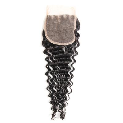 China Can be changed the design to any texture as you want 4x4 Christmas Wave Deep Closure Brazilian Remy Hair Style Lace Deep Closure for sale