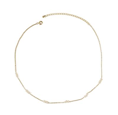 China Fashion brass plated with gold with natural pearl necklace for women and girls for sale