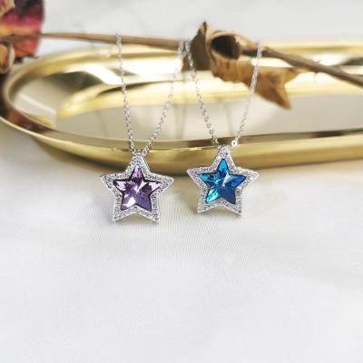 China Romantic Star S925 Sterling Silver Pendant Necklace For Women Gift Jewelry Wedding Anniversary for sale