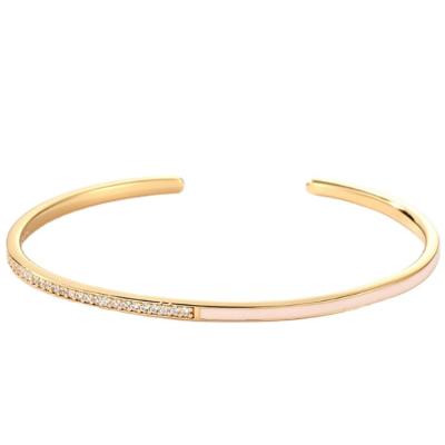 China TRENDY 925 Silver Plated With 9k Gold Bangle Bracelet Gift With High Quality Zircon With Enamel for sale