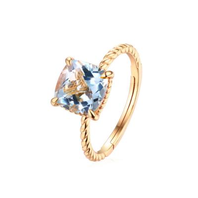 China TRENDY 925 sterling silver ring with real gold plated with sky blue topaz ring for women for sale