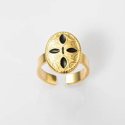 China Stainless Steel Trendy Tasty Adjustable Rings With Two Color Zircon Inset Retro Style for sale