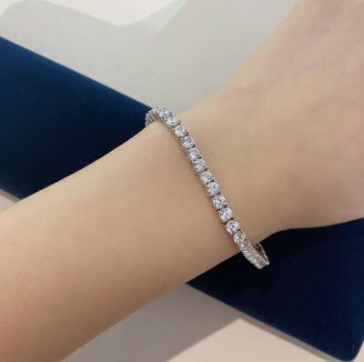 China TRENDY 925 silver with 18k gold plated with lab created classic diamond tennis chain bracelet style for sale