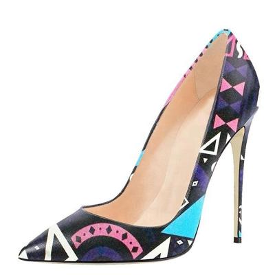 China Lightweight Colorful Image Printing Elegant Shoes For Ladies High Heel Women Large Size Pumps 45 Shoes Ladies Stiletto for sale