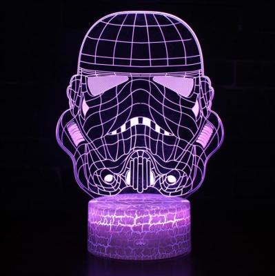 China Hot Selling Eco-friendly New Amazon Star Wars Kids Bedroom Decorative Optical 3d Illusions Led Night Light Lamp for sale