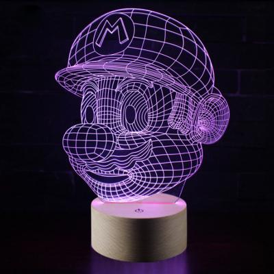 China ABS Usb Led Acrylic Valentines Gift 3d Lamp Mario Series 3D Light Flashing Night Light Acrylic Usb Wedding Favor Gift for sale