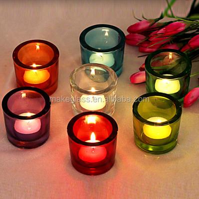 China Home Custom Thick Glass Cups Wall Decoration Wholesale Thick Glass Candle Holder for sale