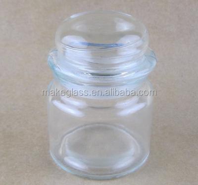 China Bars Candle 100ml Glass Jar With Glass Dome Lid Glass Candle Holder for sale