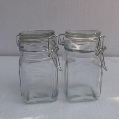 China Quare Glass Jam Or Sauerkraut Viable Clear Jar With Lid / Food Storage Quare Glass Small Jar for sale