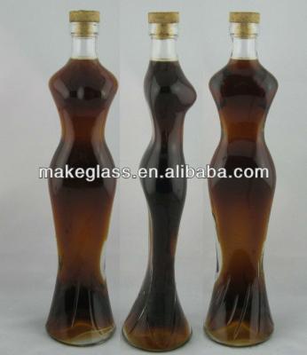 China Sustainable Glass Bottle With Cork , Woman Body Shaped Glass Bottle With Cork , Specific Shaped Glass Bottles for sale