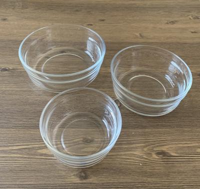 China Traditional Amazon hotsale glass salad bowl set, round shape glass bowl set (dia14.5cm/12.5cm/10cm) for sale