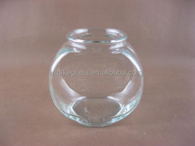 China Eco - Friendly Eco - Friendly Drum Shaped Glass Fish Bowl , Gold Clear Round Glass Fish Bowl for sale