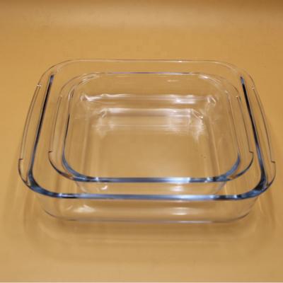 China Sustainable Cheap Borosilicate Bakeware Square Oven Safe Glass Baking Dish for sale