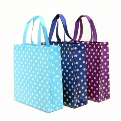 China Wave Dot Eco Friendly Promotional Eco Friendly Reusable Woven Fabric Carry Tote Bag Non for sale