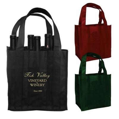 China Wholesale Handled Cheap Customized Logo Bottle Wine Tote Bag Reusable Non Woven 6 for sale