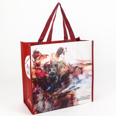 China Cheap High Quality Handled Recycle Reusable PP Woven Laminated Handle Shopping Bag for sale