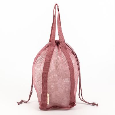 China Reusable Pink Eco-Friendly High Quality Eco Friendly Small Mesh Drawstring Shopping Tote Bag for sale