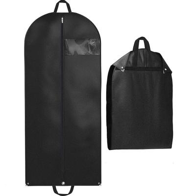 China Eco - Friendly Wholesale Metal Corner Black Zipper Fold Handles Non Woven Garment Bags for sale